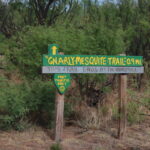 Trailhead of the Gnarly Mesquite Trail at Wildcat Bluff, Amarillo, Texas