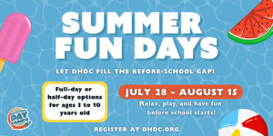 Summer fun Days Camp graphic. Its big bold text saying 